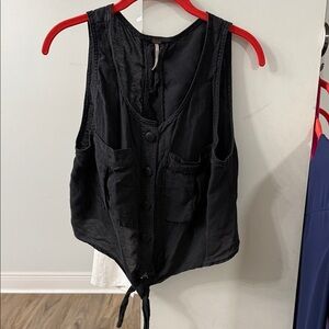 Free People Black Button-Down Sleeveless Top